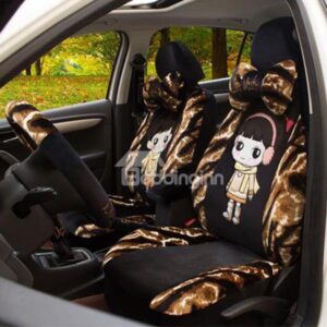 Tiger Stripes and Cute Boys and Girls Printing Plush Car Seat Cover