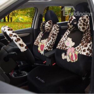 The Romantic Leopard and Loving Couple Printing Plush Car Seat Cover