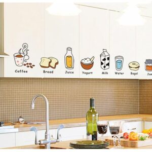 Cute Creative Kitchen Fridge Dining Room Food Sketches Decorative Wall Sticker