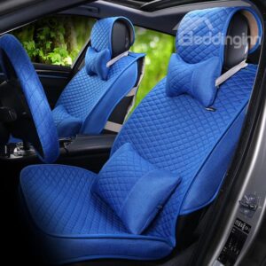 Classical Grid Ventilated Free Binding Linen Car Seat Cover