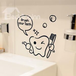 Inspirational Smiling Brush Your Teeth Bathroom Restroom Wall Sticker