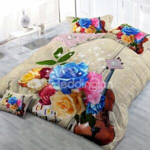 Colorful Rose 4-Piece High Density Satin Drill Duvet Cover Sets