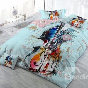 Personality Violoncello 4-Piece High Density Satin Drill Duvet Cover Sets