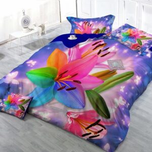 Gorgeous Dreamlike Flower 4-Piece High Density Satin Drill Duvet Cover Sets