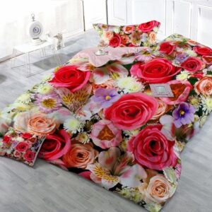 Colorful Rose 4-Piece High Density Satin Drill Duvet Cover Sets