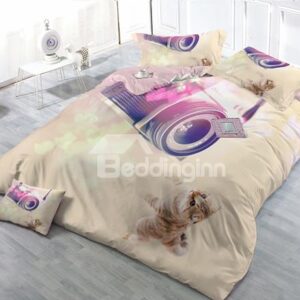 Kitten Take A Photo 4-Piece High Density Satin Drill Duvet Cover Sets