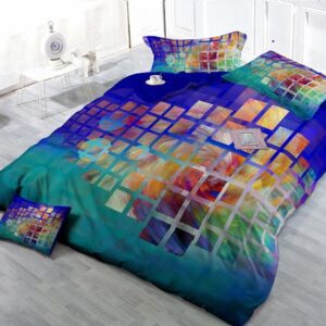 Magical Grid-Shape 4-Piece High Density Satin Drill Duvet Cover Sets