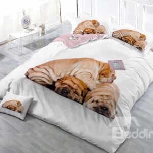 Cute Dog 4-Piece High Density Satin Drill Duvet Cover Sets