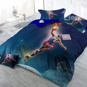 Basketball Man 4-Piece High Density Satin Drill Duvet Cover Sets