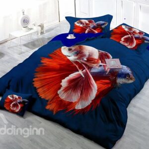 Fancy Fish 4-Piece High Density Satin Drill Duvet Cover Sets