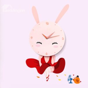 Cartoon Bunny Girl Removable Kids Room Wall Sticker Decal DIY Wall Clock