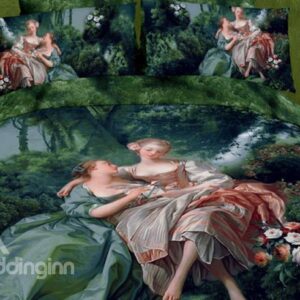 Antique Famous Painting Reactive Cotton Fitted Sheet