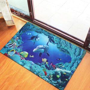Wonderful Cartoon Sea World Animals Non-Woven Fabric 3D Doormat