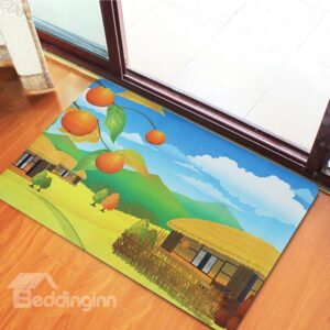 Wonderful Countryside Landscape and Cottage Non-Woven Fabric 3D Doormat