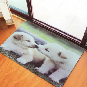 Cute Loving Fluffy Puppies Non-Woven Fabric 3D Doormat
