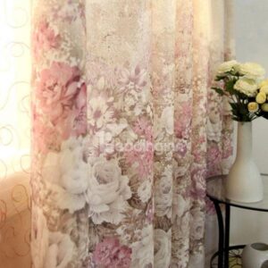 Decent Luxury Peony Pattern Grommet Top Curtain and Sheer