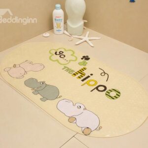 Cute Hippo Massage Salient Point PVC Bath Mat