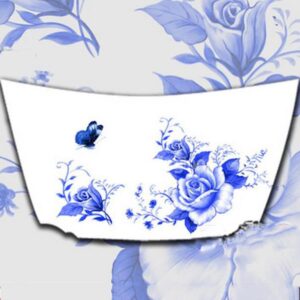 Elegant Blue and White Flowers Car Engine Sticker