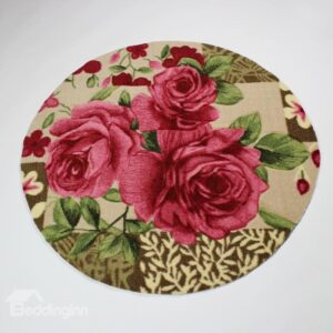 Wonderful Red Roses Round Mat Area Rug Exercise Mat Desk Mat