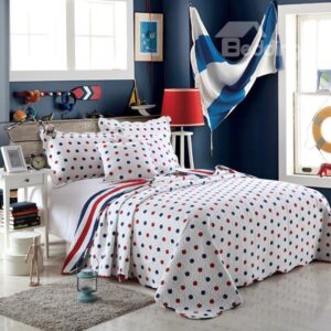 Red and Blue Dots White Ground Cotton Bed in a Bag