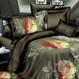 Perfume Rose Print 4-Piece Polyester Duvet Cover Sets