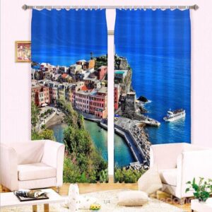 Romantic Seaside Peninsula Scene 3D Curtain