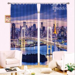 Life In the Big City Fascinating Urban Scene 3D Curtain