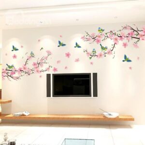 Wonderful Blossom Peach Flowers Wall Sticker Living Room Staircase TV Background Stickers
