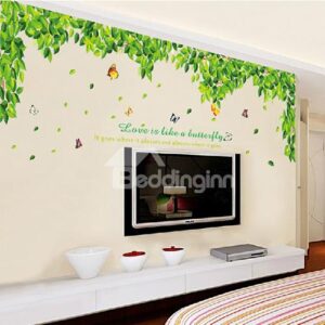 Green Leaves Summer Breeze Wall Sticker Living Room TV Background Stickers