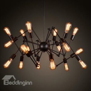 American Style Black Spider Bar Restaurant Iron 18-Head Pendant Lights