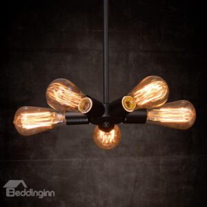 American Style Creative Bar Restaurant Iron Satellite 5-Head Pendant Lights