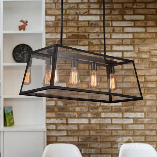 Retro Creative Decorative Coffee Bar Glass House 4-Head Pendant Lights