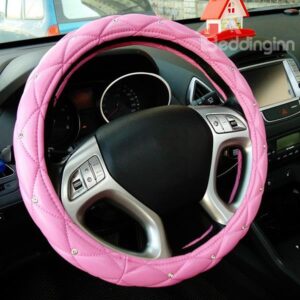 Rhinestone Studded Exquisite Leather Steering Wheel Cover