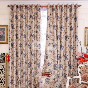 Modest Luxury Flower Pattern Grommet Top Curtain and Sheer
