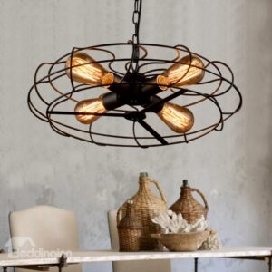 Retro American Country Style Creative Fan Design 4-Head Pendant Lights