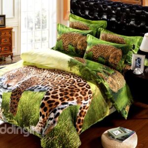 Leopard on Prairie Print 6-Piece Duvet Cover Sets