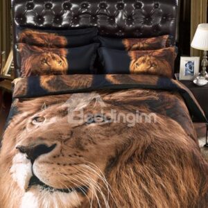 Powerful Lion Print 6-Piece Duvet Cover Sets
