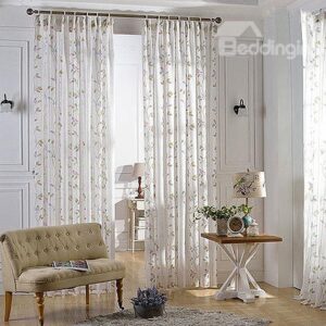 Fresh and Pure Lovely Bird Pattern Linen Sheer
