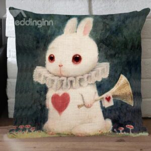 The Cute Elegant Rabbit Printing Linen Throw Pillows