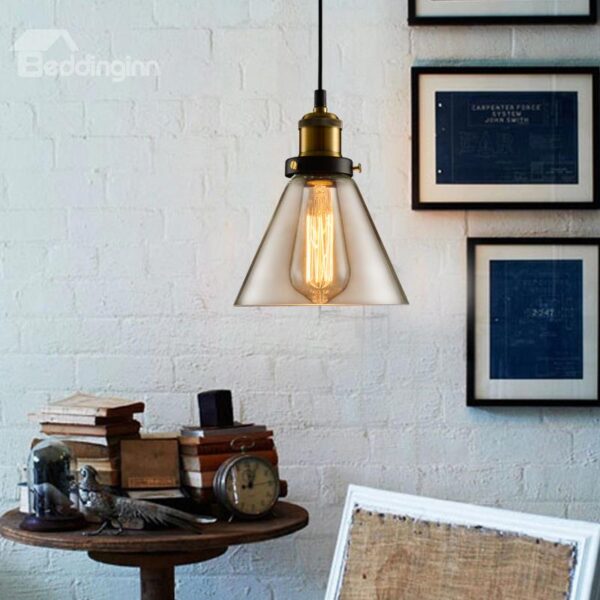 Retro American Country Style Creative Glass Flunnel Shaped Pendant Lights