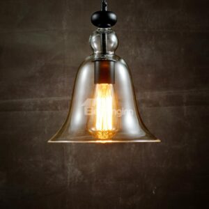 Simple Bell-Shaped Glass Shade 1-Head Pendant Lights