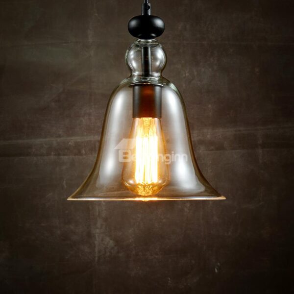 Simple Bell-Shaped Glass Shade 1-Head Pendant Lights