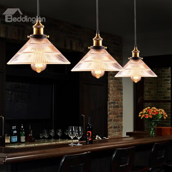Simple American Style Crystal Glass 3-Head Pendant Lights