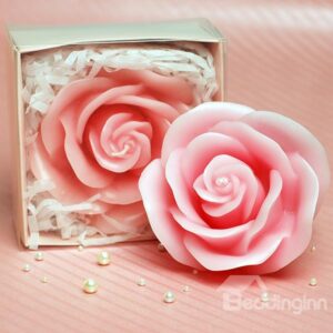 Romantic Decorative Pink Roses Fragrance Candle