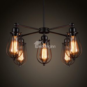 Simple American Style Framed 5-Head Pendant Lights