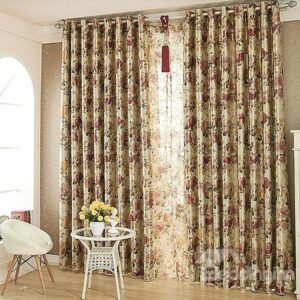 High Quality Gilding Flower Pattern Grommet Top Curtain and Sheer