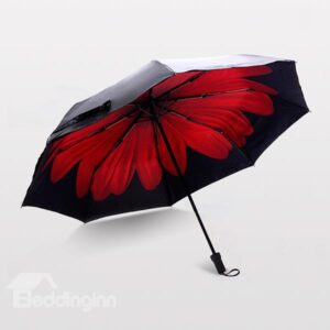 Wonderful Bright Red Daisy Portable Folding Sun Umbrella