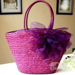 Straw Plait Delicate Floral Shoulder Bag