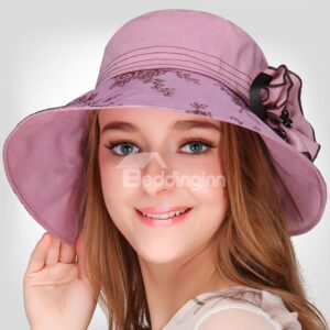 Elegant Women's Summer Beach Flower Decoration Folded Hat