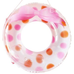 Fresh Pink Bowknot Adult Swim Ring with Safety Rope